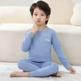 thumbnail image 4 of ZACPNCV Girls Pajamas Kids 2 Piece Pjs Set Soft Cozy Long Sleeve Top and Pants Stretchy Girls' Sleepwear Blue 3-4 Years, 4 of 5