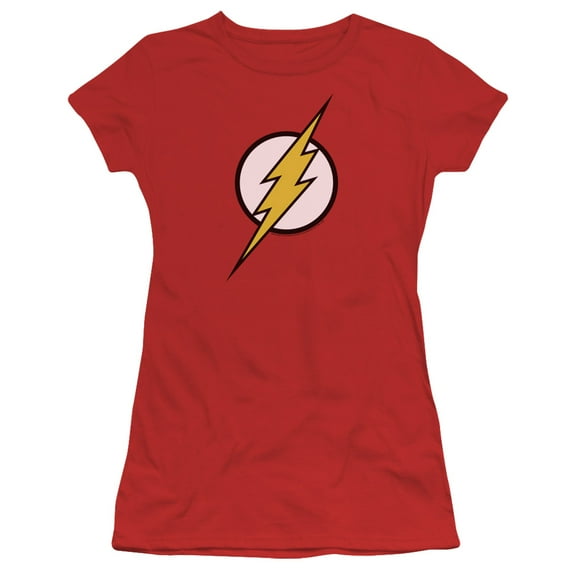 Jla - Flash Logo - Juniors Teen Girls Cap Sleeve Shirt - Medium