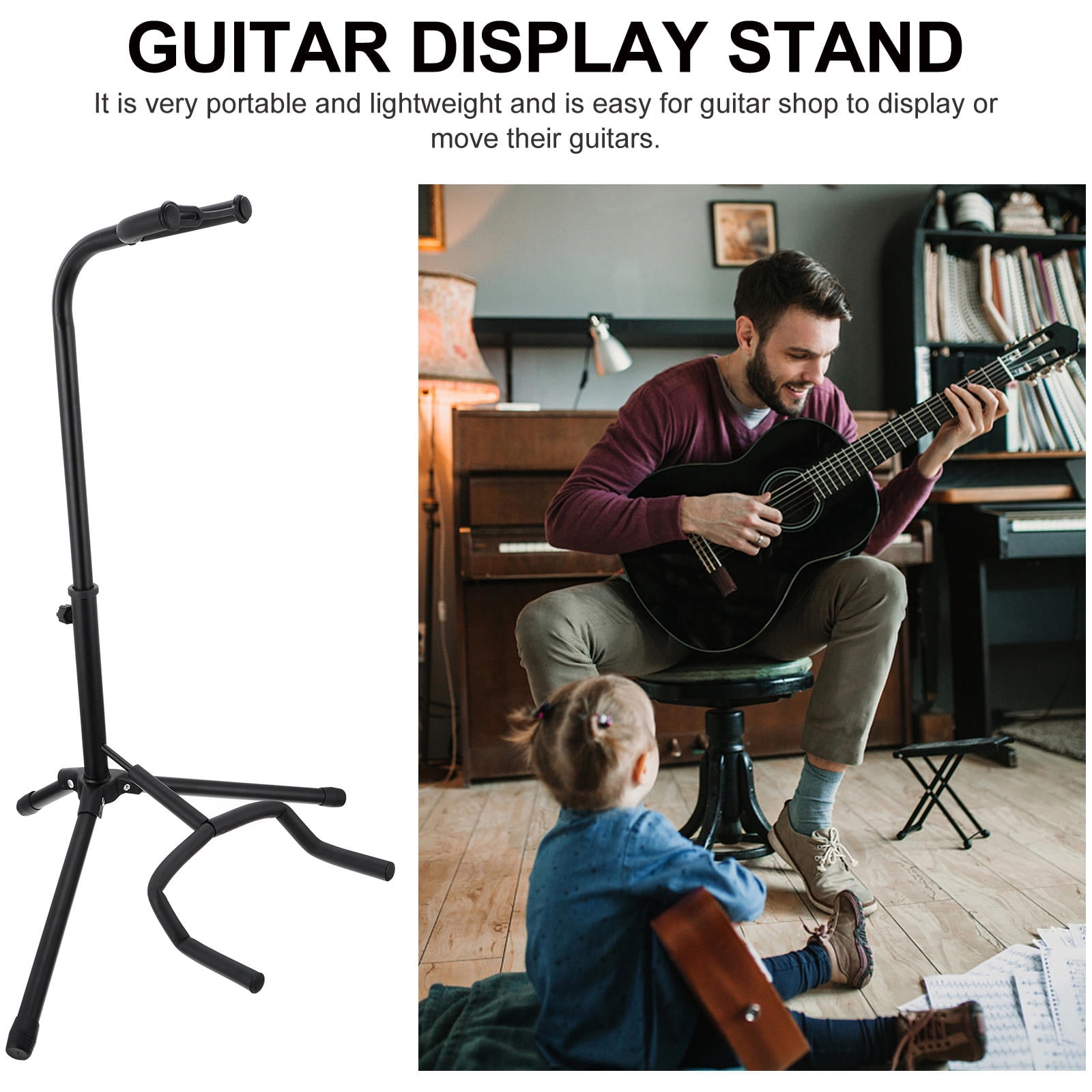 UPOUART Black Vertical Guitar Stand - Storage Rack for Home, Studio, and Stage Use, Fits All Guitar Types