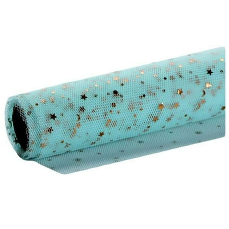 Panda Superstore Star Flower Mesh Gauze Korean Style Floral Bouquet Gift Wrapping Paper, Blue