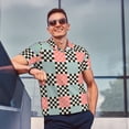 thumbnail image 4 of Yiaed Colorful CheckeredPrint Men's Short Sleeve Polo Shirt,Golf Polo for Men Three-Button Golf Shirt Athletic Casual Collared T-Shirt- Medium, 4 of 7
