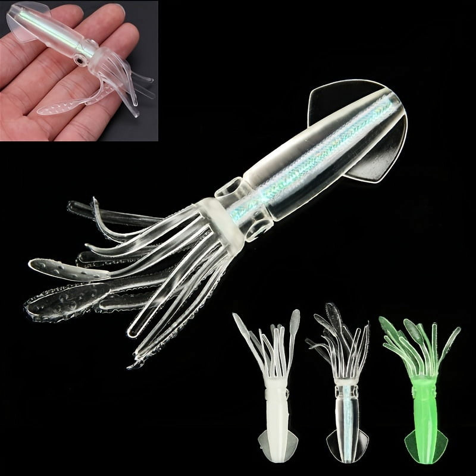 5PC Glow-in-the-Dark Squid Fishing Lure - Lifelike Artificial Octopus Soft Bait for Saltwater and Freshwater Fishing
