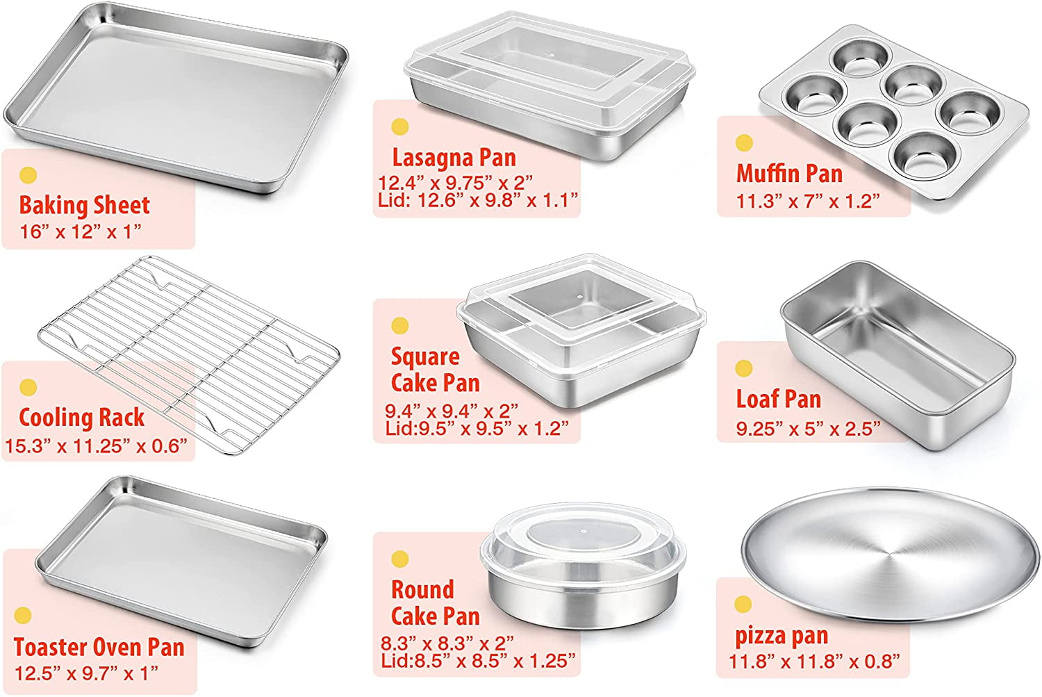 USA Pan Set Da 5 Teglie In Acciaio Alluminato, Rivestimento Antiaderente In Silicone, Per Biscotti, Pane E Torte, Di Qualità Professionale