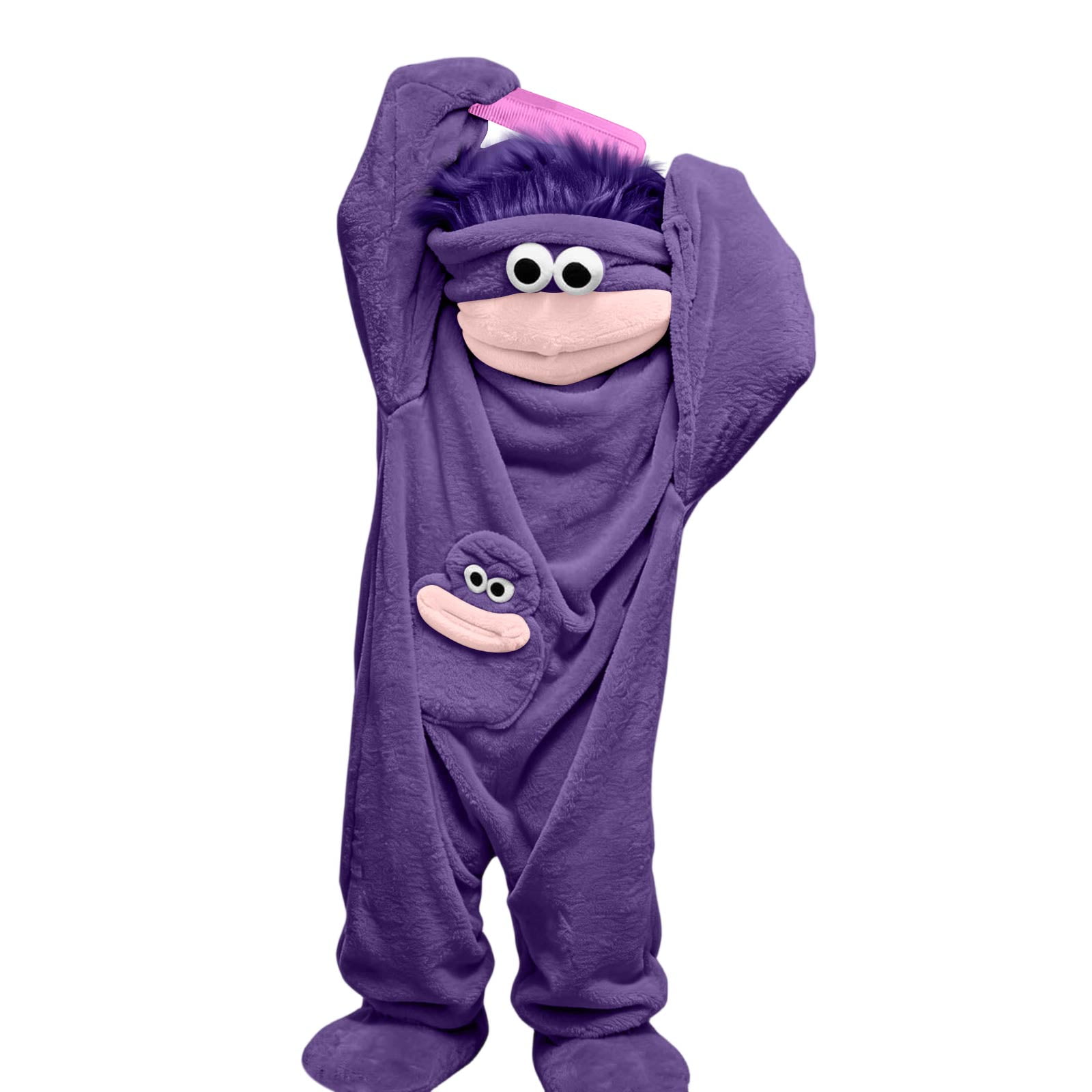 Funny Big Mouth Monster Onesie with Large Comb Prop Silly monster onesie Costume Onesie Pajamas with Matching Footwear for Adults Halloween Cosplay Cozy Outfit for Lounging & All Kinds of Theme