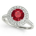 thumbnail image 6 of 1.45 Carat Halo Created Ruby & Diamond Engagement Rings - Bridal Set - 14K Gold, 6 of 12