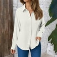 thumbnail image 2 of XIAONU Women's Textured Button Down Shirt Loose Long Sleeve Collar Pullover Tunic Soft Casual Daily Streetwear Blouse, 2 of 5