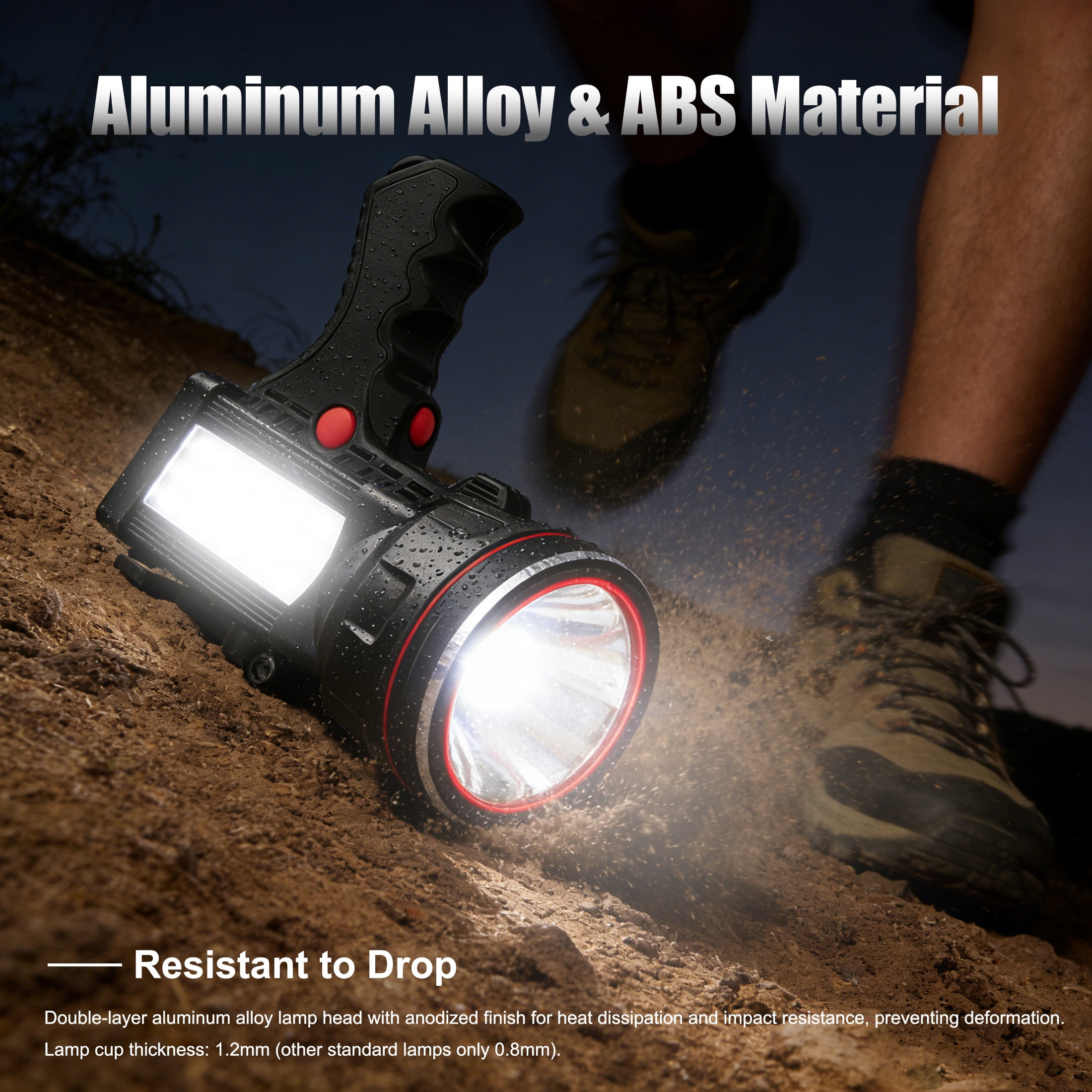 EZBY Flashlight,150000 Lumens Rechargeable Spotlight Flashlight,12800mAh High Power LED Handheld Spotlight with 6 Modes, 7 Colors,Waterproof for Camping Hunting Emergency
