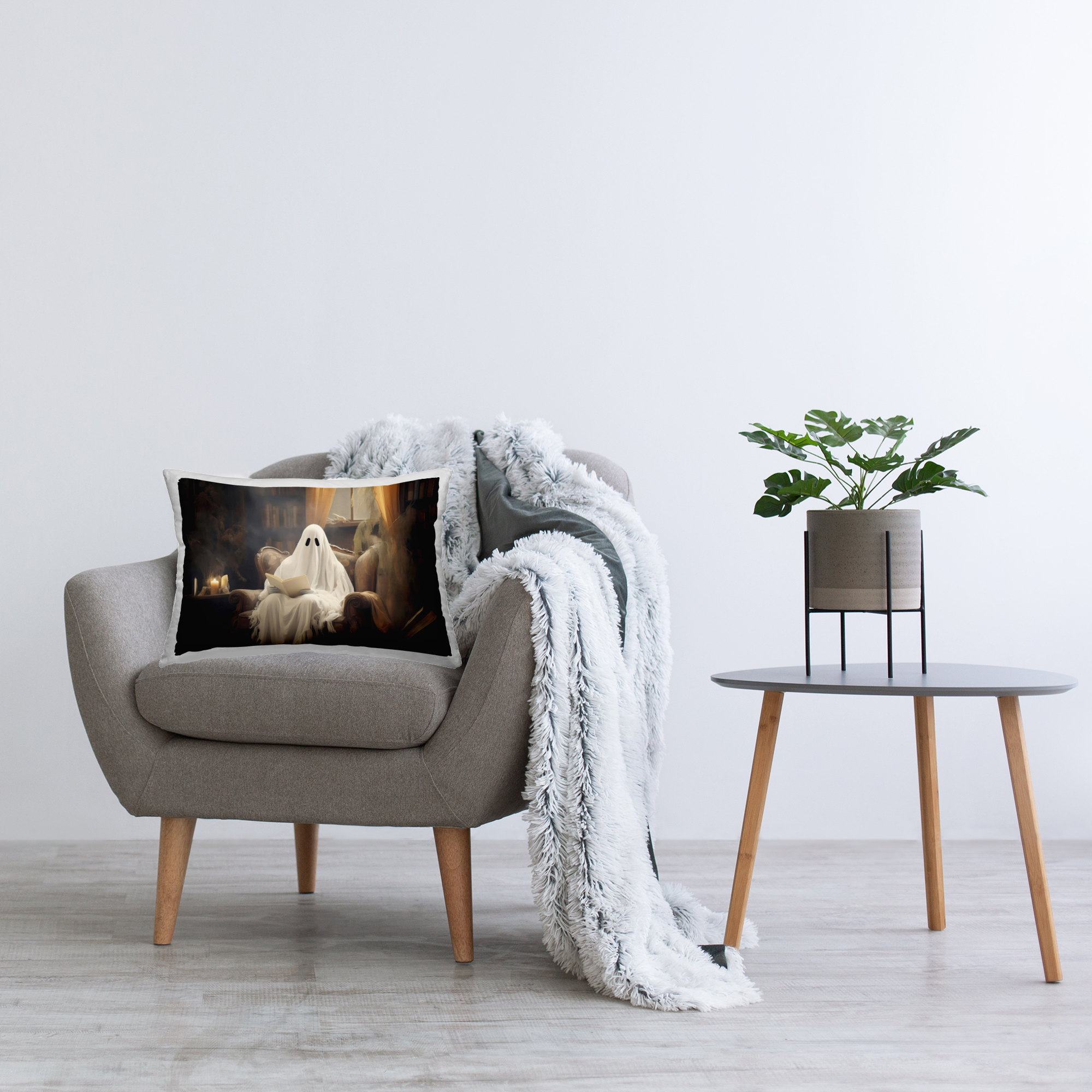Stupell Industries Atmospheric Reading Ghost Decorative Printed Throw Pillow, design by LSR Design Studio