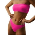 thumbnail image 2 of Honeeladyy Womens Textured Bandeau Bikini Swimsuit Solid Color High Waisted Two Piece Strapless Bathing Suits Hot Pink XL, 2 of 4