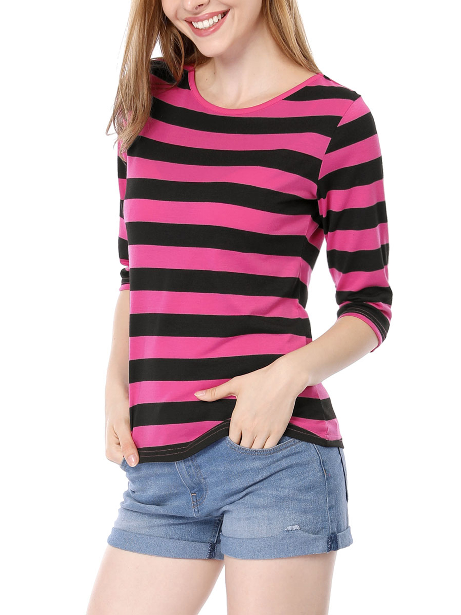 DARING DIVA Women's Halloween Costume 1/2 Sleeve Floral Top M Fuchsia Black