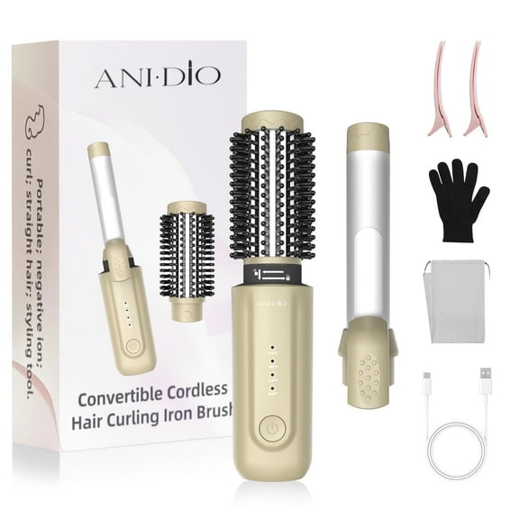 Cordless Curling Iron, Rechargeable, Suitable for Curly and Wavy Hair Styles, Convenient and Quick Replaceable Head, with Storage Bag(Rose Gold)