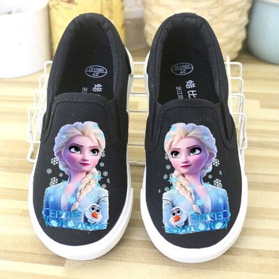 Zapatos de lona para niños de Disney, zapatos bajos para niñas de frozen elsa, zapatos informales antideslizantes transpirables de otoño de PU, plantilla 30 de 19 CM y 19-24 meses Gao Jinjia LED