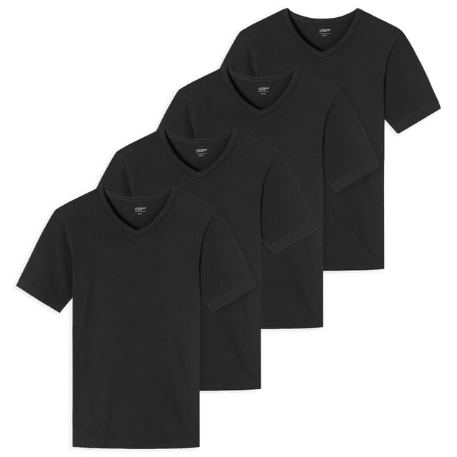 UNCOVER by SCHIESSER Camiseta para Hombre 4-pack - Cuello en V Negro M (Medium)