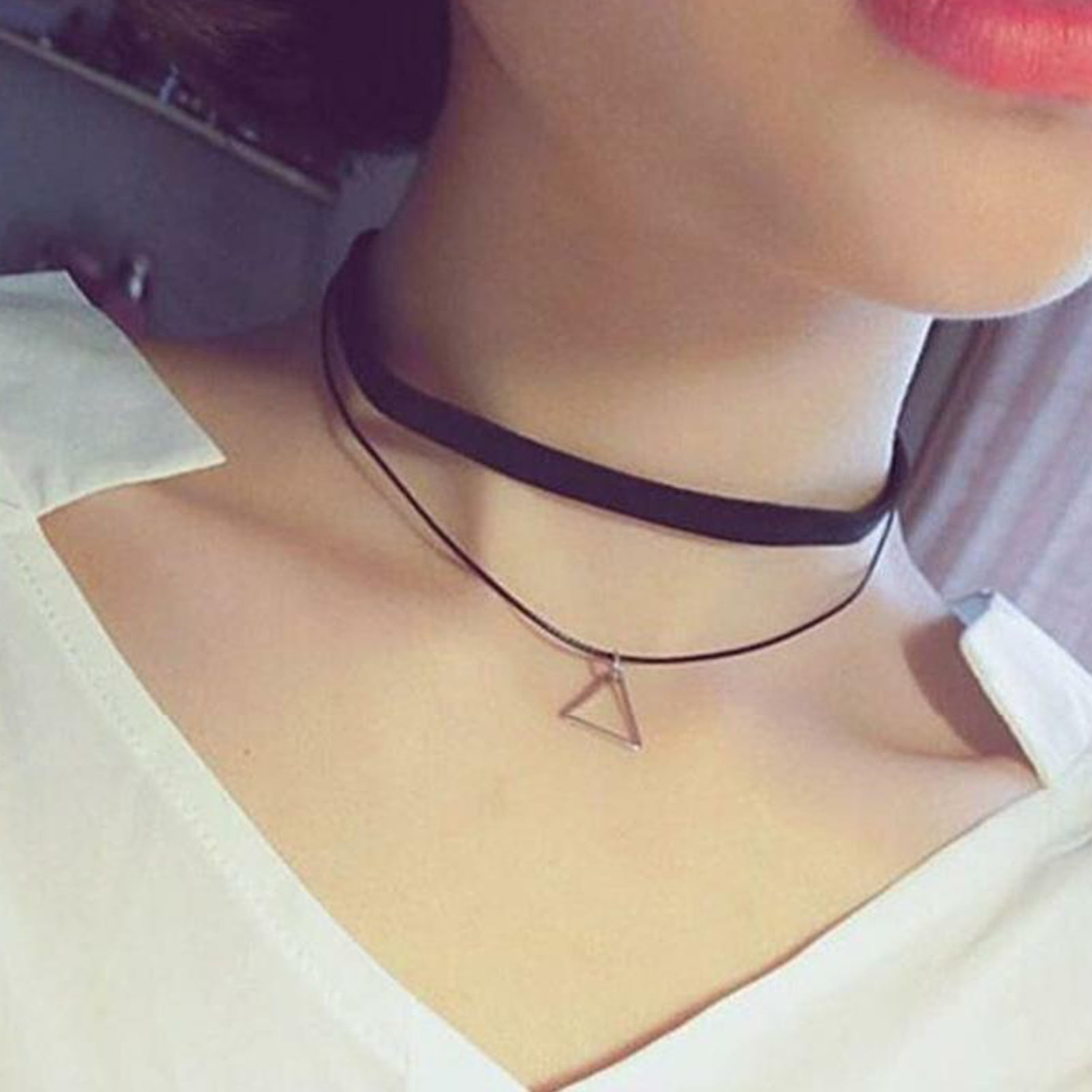 Plain black choker necklace outlet