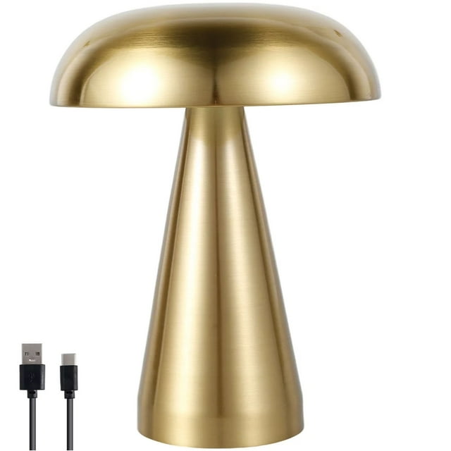 yeacher Modern Rechargeable LED Desk Lamp - Adjustable Mushroom Design, Portable Cordless Night Light with Dimming Function, Energy-Saving Metal Table Lamp for Home & Office Decor