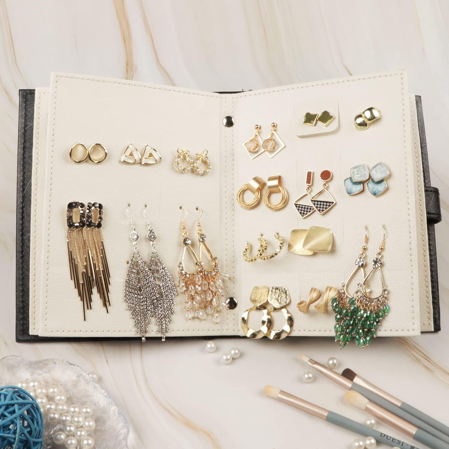 Earring Organizer Book Design Earring Holder Travel Jewelry Storage Case Tray Holder Capable to Hold 42 Pairs Black Walmart