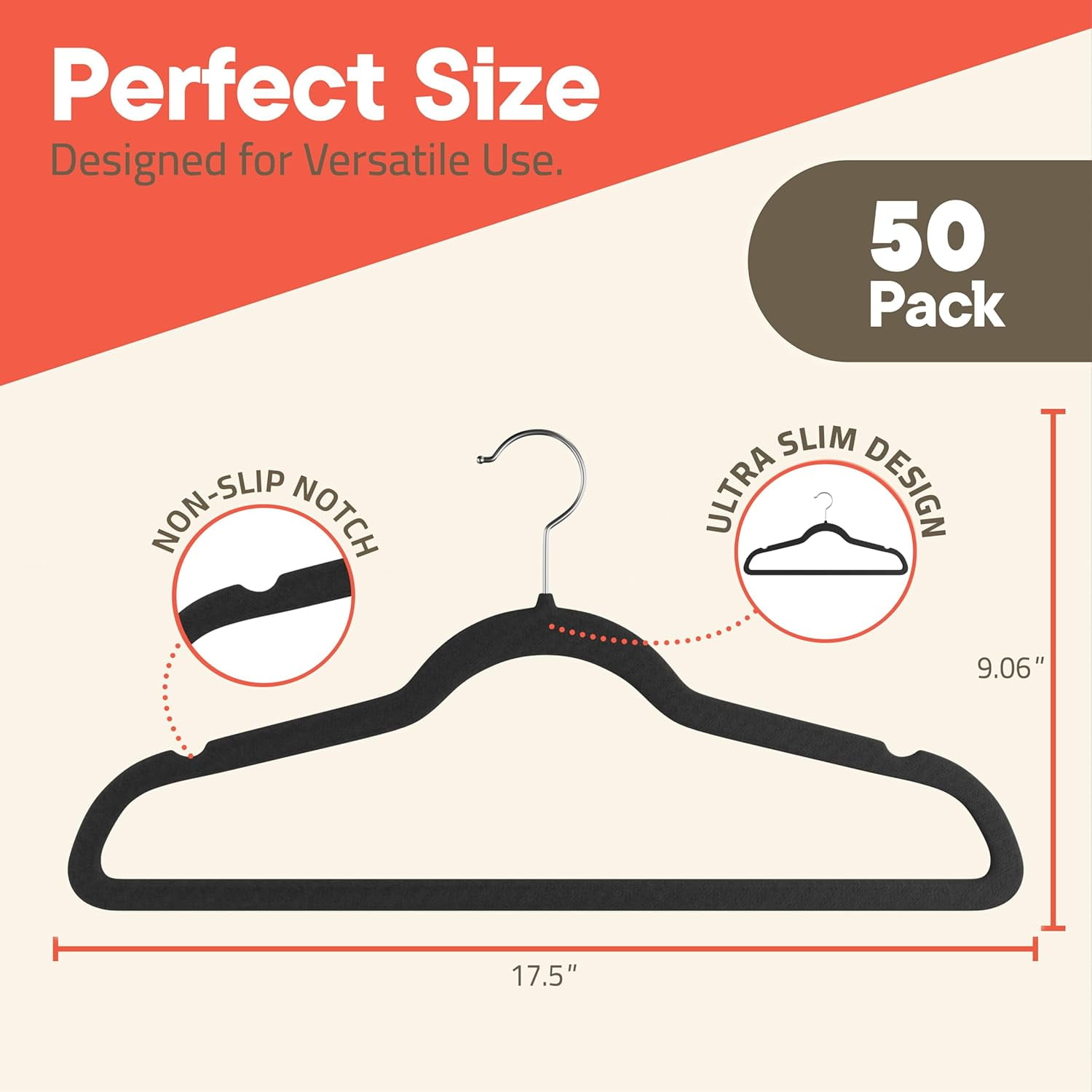 Black Velvet Hangers 50 Pack – Heavy-Duty 11 lbs Capacity, 360° Swivel Hook, Non-Slip & Space-Saving Design – Smooth Velvet Finish for Crease-Free Clothes & Effortless Closet Organization
