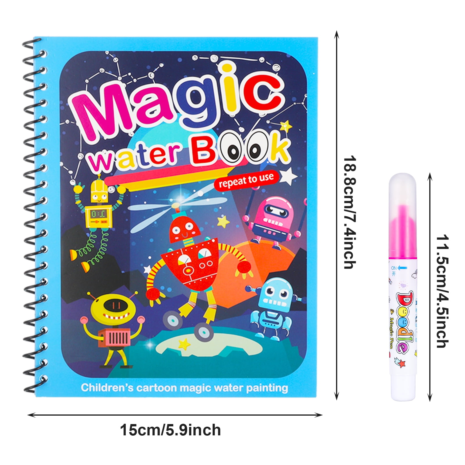 NANHONG 6 Pack Water Coloring Book, Water Painting Book for Toddlers, Paint  with Water Books, Educational Learning Toys, Reusable Water Doodle Book