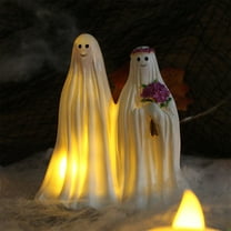 Creative Resin Ghost Bride and Groom Figurine with Lights - Perfect for Halloween Decor, Add a Spooky Touch to Your Home or Yard, Ideal for Halloween Parties and Celebrations
