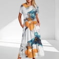 thumbnail image 1 of Ventes de Liquidation Aujourd'hui Offres Iumwxz Robes à Manches Courtes et Col Rond pour Femmes Tunique Décontractée Ample Robe Longue Plissée Robe à Imprimé Floral Robes Décontractées pour Femmes Robes Douces et Confortables pour Festival, 1 of 5