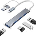 thumbnail image 1 of Adaptador USB C 4 en 2 Podero Ultradelgado con Hub USB 3.0 de 4 Puertos en USB A, 1 of 8