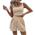 thumbnail image 1 of ICHUANYI Liquidación Conjunto de pantalones cortos sin mangas para mujer con bolsillo en la cintura ICHUANYI WER202308232933, 1 of 4