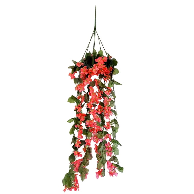 Artificial Violet Flower Wall Wisteria Basket Hanging Garland Flowers Fake Silk Orchid, 2 Bunches Decorative Artificial Flowers Red