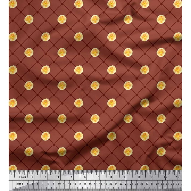 Soimoi Tissu en Viscose Rouge Imprimé Géométrique Souci au Mètre 42 Pouces de Large