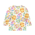 thumbnail image 3 of DORKASM Kids 3/4 Sleeve Easter Egg Print T-Shirt: Casual Crew Neck Fashion Top Pink 140, 3 of 4