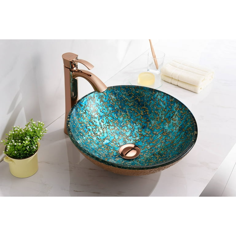 Makata Vessel Sink in Gold/Cyan Mix Makata Vessel Sink in Gold/Cyan Mix