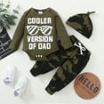 thumbnail image 3 of 3 Months Baby Boys Clothes 6 Months Boys 3PCS Outfits Set Letter Glasses Print Newborn Boys Long Sleeve Top Camo Pants Set with Hat Green, 3 of 9