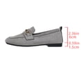 thumbnail image 5 of Women's Vintage Suede Ballet Flat Shoes Chunky Low Heel Slip On Loafers Square Toe Non Slip Dress Shoes with Metal Chain Gray Size 8, 5 of 8