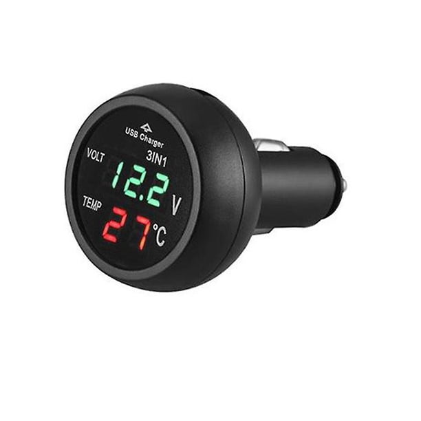 Car Truck Usb Charger Current Meter Volt Detector 3/2 In 1 12/24v Car Volt Meter Digital Led Car Voltmeter Thermometer