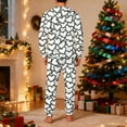 thumbnail image 4 of successthop Men Pajamas Sets Adults Heart Long Sleeve Crewneck Top and Trousers with Pockets Valentine Sleepwear White L, 4 of 8