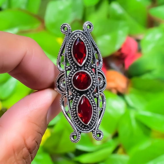 Natural Mozambique Garnet Gemstone 925 Sterling Silver Gift Ring Size 6