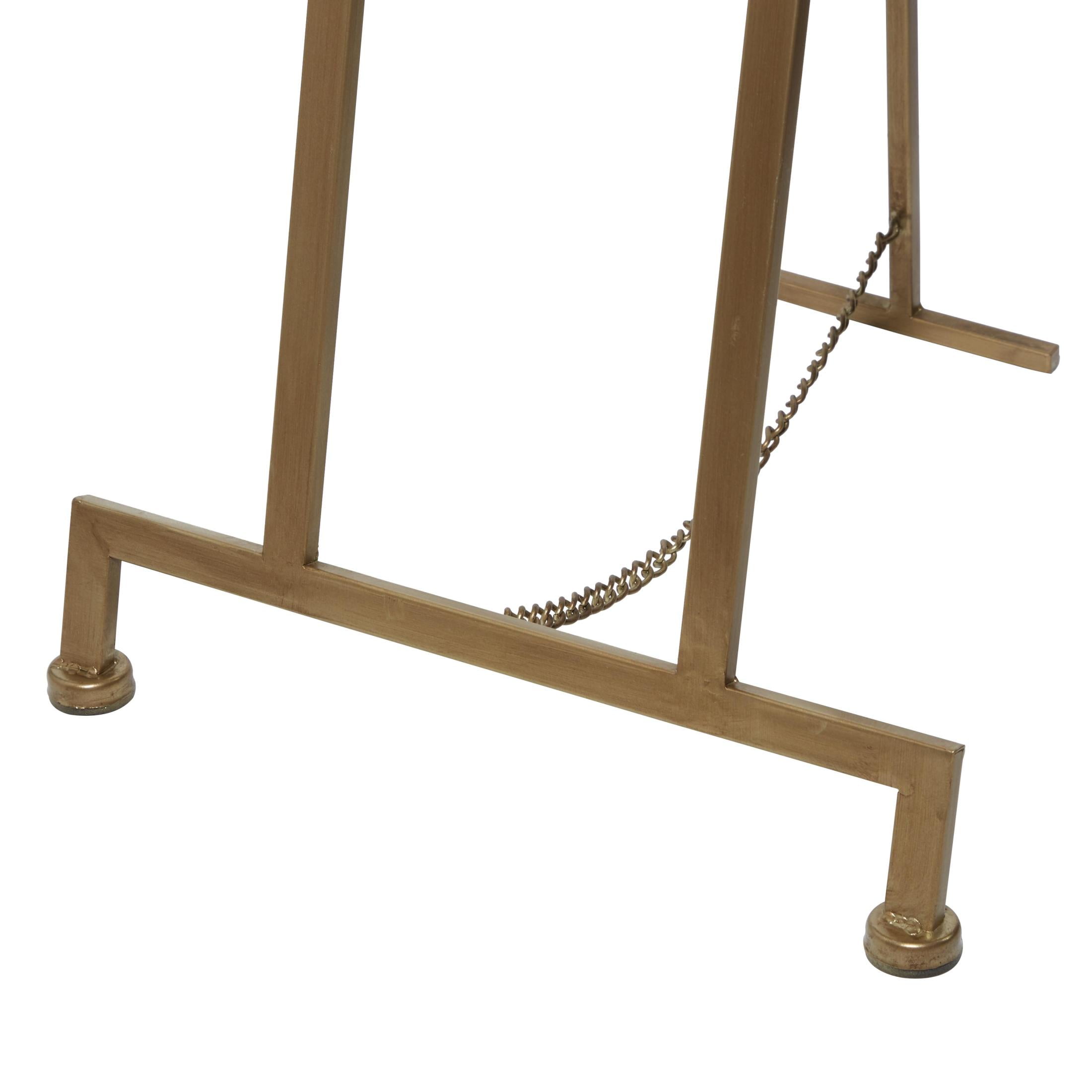 DecMode Modern Elegant Retractable Large Free-Standing Iron Easel in Gold, 17"L x 15"W x 57"H