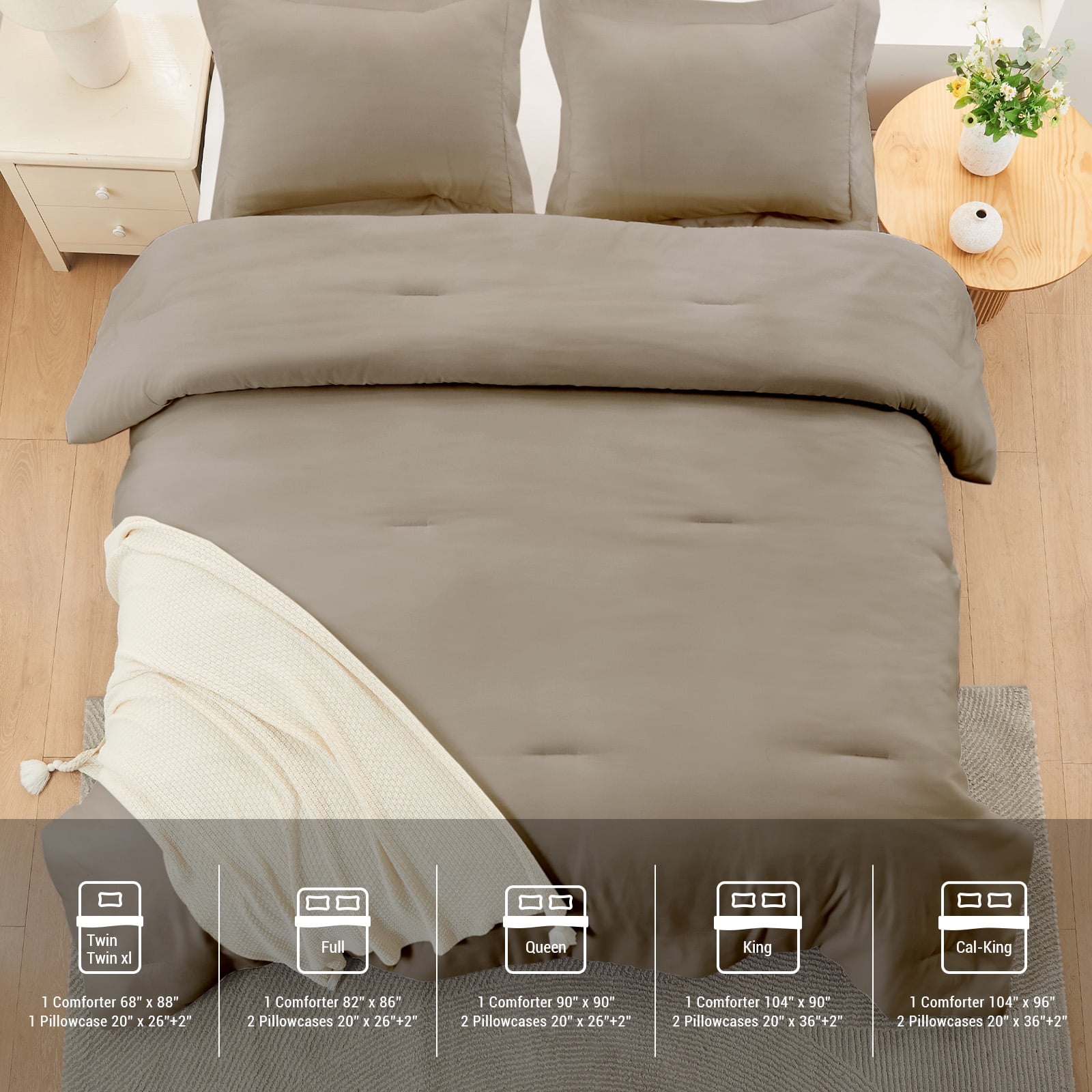 Hitime Ultra Soft Queen Size Comforter Set 3 Pieces Gentle Down Alternative Bedding 1 Lightweight Comforter and 2 Pillowcases