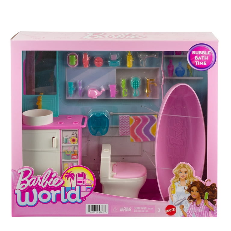 バービー人形用 洗面台セット Barbie BATH VANITY SET Barbie World Bathtime Toy Playset with 19 Dollhouse