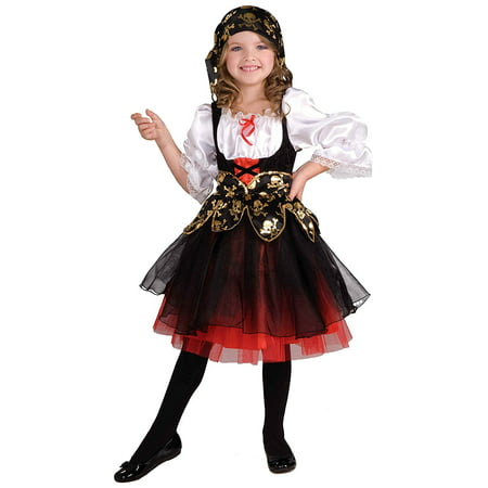 Lil' Pirate's Treasure Child Costume, Large, Lil' Pirate's Treasure costume includes dress, corset belt, and head scarf By Forum
