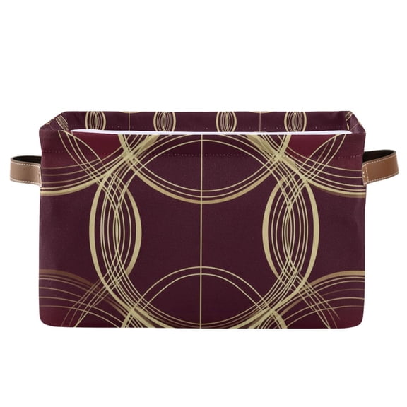 Yayeee Canvas Storage Basket with Handles for Shelves Fabric Bins Closet Organizer, Gold Abstract Pattern