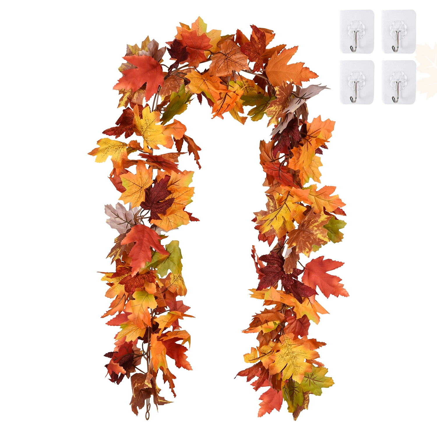 6Ft/Pc Artificial Autumn Garland Foliage Garland Thanksgiving Decor for Home Wedding Fireplace Doorway Fireplace Christmas 2 Pack Fall Garland Maple Leaf Garland