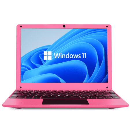 CHIBBS 10.1 Inch Personal Laptop Computer Powered by Windows 11, Intel N4120, 8gb Ram+128gb Rom, HDMI, Bluetooth, Wi-Fi- Pink