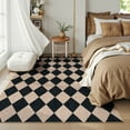 thumbnail image 3 of SUNDEREY 5'x7' Easy Jute Area Rug, Washable Bedroom Rug,Checkerboard Indoor Outdoor Carpet, Modern Geometric Farmhouse Checkered Non Slip Black Carpet for Office Couch Entrance Kitchen,Black, 3 of 11