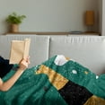 thumbnail image 3 of Cocktail Party Soft Flannel Fleece Throw Blanket, Clinking Glass Silhouettes and a Bottle of Champagne, Cozy Plush for Indoor and Outdoor Use, 70" x 90", Jade Green Orange, by Ambesonne, 3 of 5