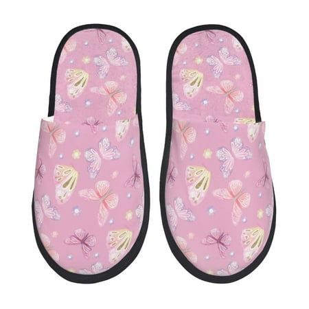 Balery Butterfly 1 Slient Indoor Furry Fleece Comfort House Shoes Soft Non-Slip Home Shoes Cotton slippers House Slippers-- Medium
