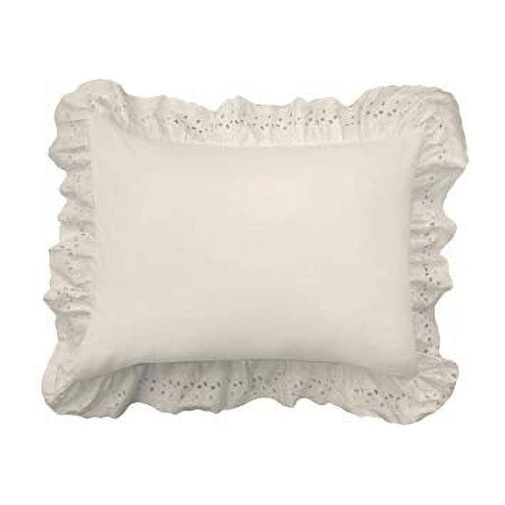 Fresh Idea Ruffled Eyelet 2-Pack Pillow Shams, Standard, Ivory