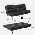 thumbnail image 3 of Futon Sofa Bed With Adjustable Backrests Sleeper Couch With Adjustable Armrests Convertible Sofa Couch Bed For Small Space Apartment Living Room Black, 3 of 8