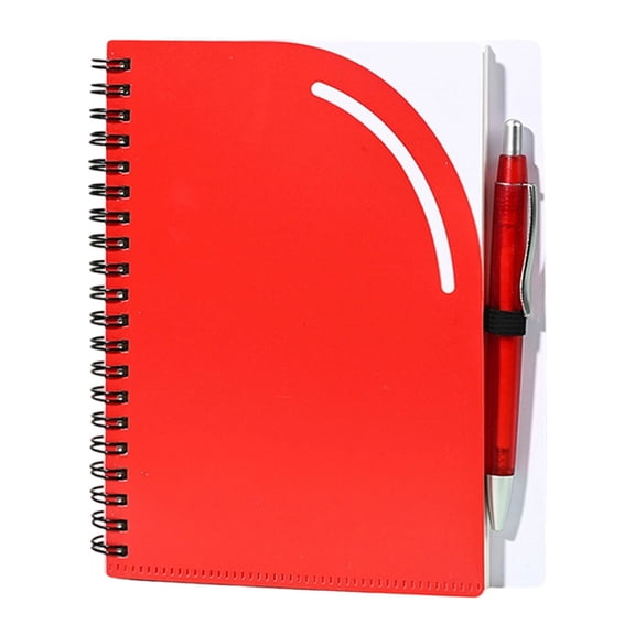 Ruled Spiral Notebook with Pen & Pen Holder, Kraft Cover Wirebound Notebooks Journals, Memo Notepads Planner for Business Office Home Outdoor Travel, 140 Pages/70 Sheets, 1set(Red,7x5.9")