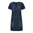 thumbnail image 4 of gakvbuo Summer Summer Dresses for Women Plus Size Dress for Women Sundresses Women'S Dress Short Sleeve Slim V-Neck Distressed Dress Denim Dress, 4 of 9
