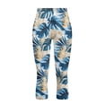 thumbnail image 4 of SCRAWLGOD Monstera Leaf Blue White Leggings for Women, High Waist Capri Yoga Leggings, Squat Proof Running Yoga Pants, Workout Running Yoga Leggings with Pockets for Women, XXL, 4 of 7